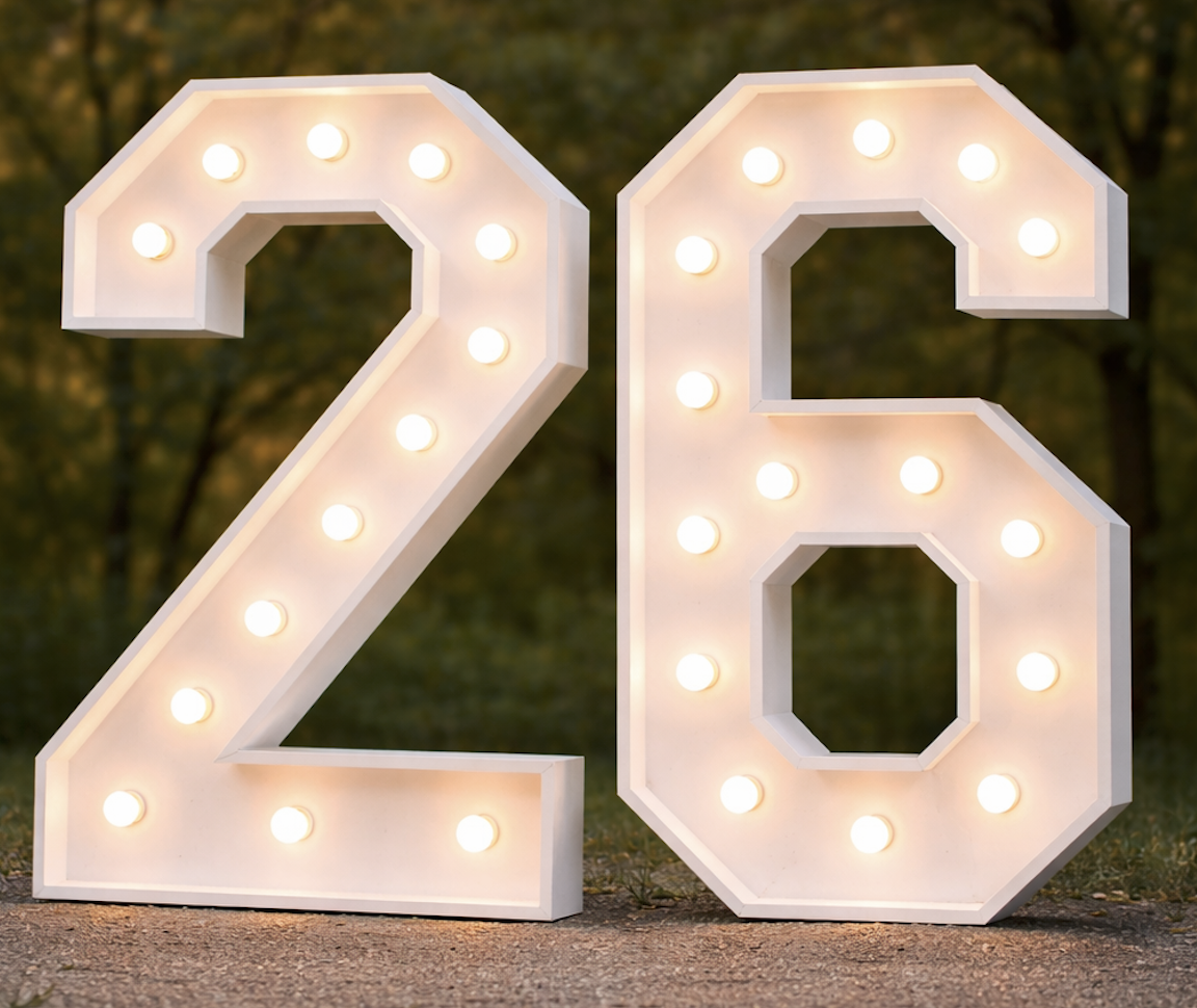 4' Handcrafted Wooden Marquee Light Numbers